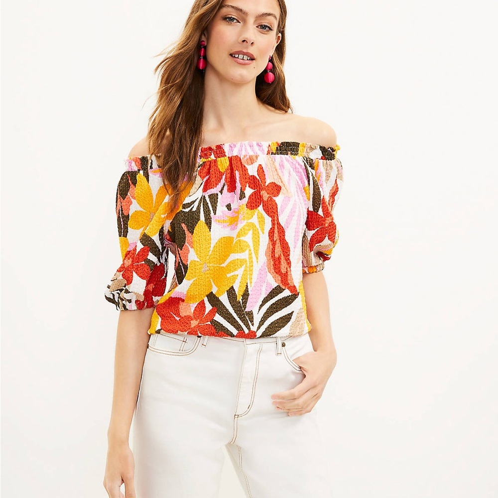 LOFT Floral Off-the-Shoulder Blouse